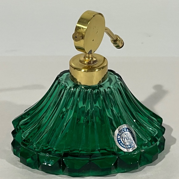 I W Rice | Other | 94s Vintage Iw Rice Perfume Bottle Green Cut Glass ...